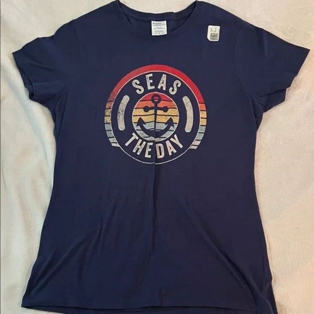 Seas The Day" Sailing Boating Lover's Tee (Womens M) Graphic Tee Size Med New